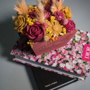 Romantic Garden in Autumn-Φθινοπωρινός κέρινος κήπος σε ξύλινο κασπώ - Image 5